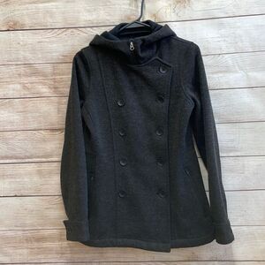 ROYAL ROBBINS HOODED FLEECE‎ LINED PEA COAT IN BLACK